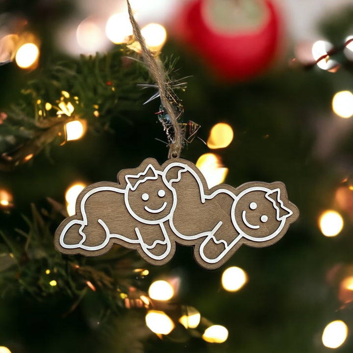 Lesbian couple funny naughty Christmas ornament by BubbleHead Ink