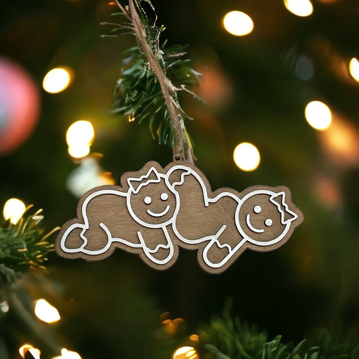Lesbian couple funny naughty Christmas ornament by BubbleHead Ink