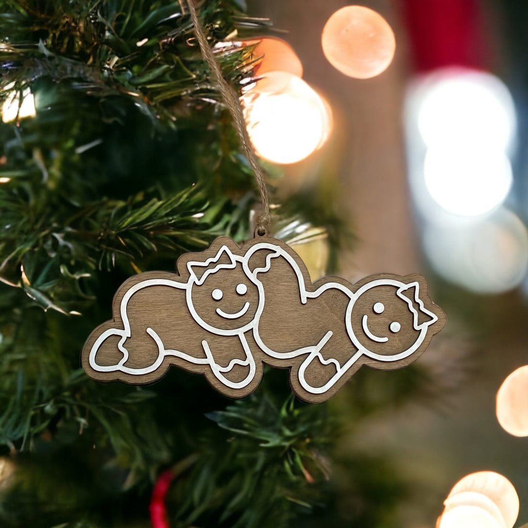 Mrs and Mrs same sex couple Christmas ornament by BubbleHead Ink