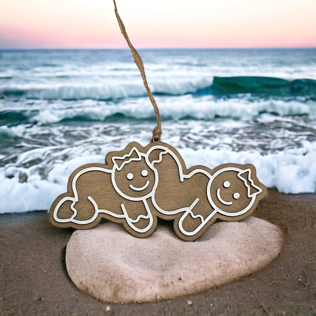 Mrs and Mrs same sex couple Christmas ornament by BubbleHead Ink
