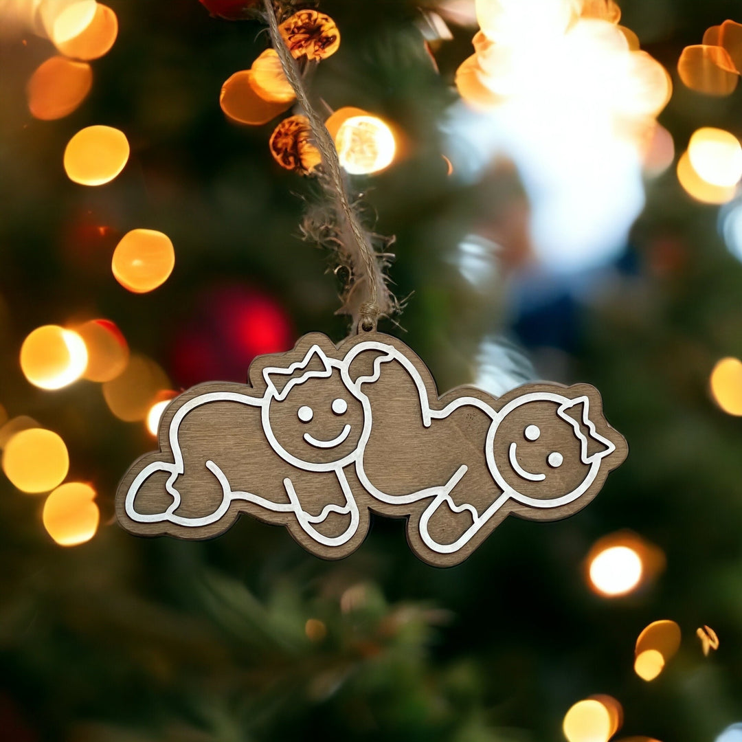 Mrs and Mrs same sex couple Christmas ornament by BubbleHead Ink