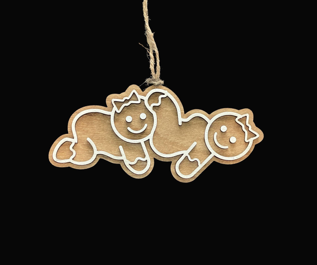 Mrs and Mrs same sex couple Christmas ornament by BubbleHead Ink