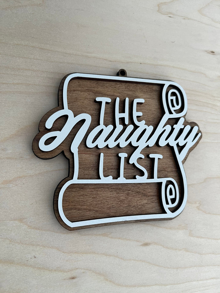 Naughty List funny office party Christmas ornament by BubbleHead Ink