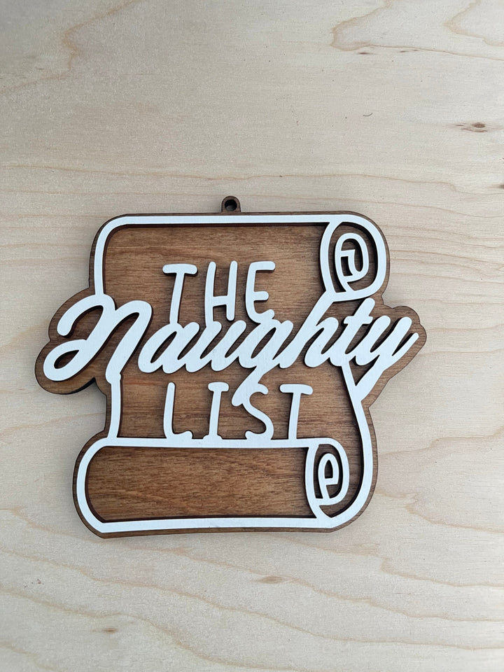 Naughty List funny office party Christmas ornament by BubbleHead Ink
