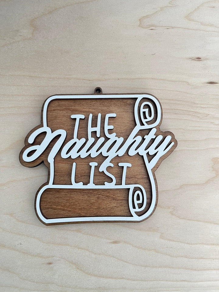 Naughty List funny office party Christmas ornament by BubbleHead Ink
