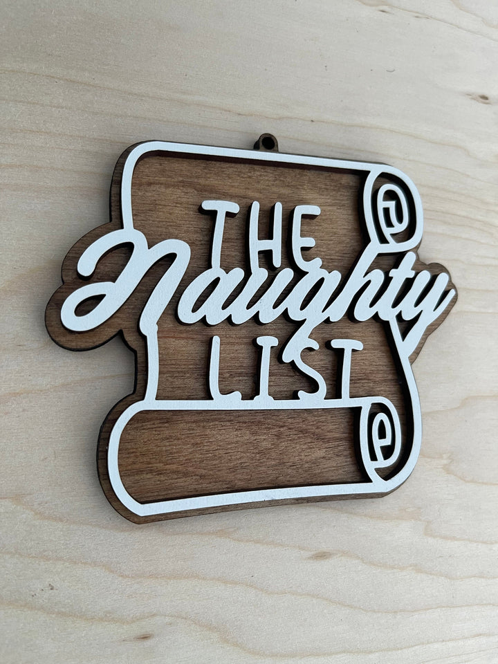 Naughty List funny office party Christmas ornament by BubbleHead Ink