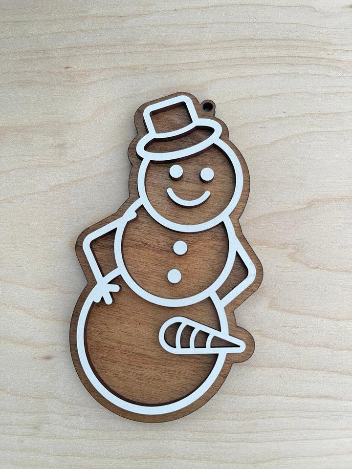 Naughty snowman funny Christmas ornament by BubbleHead Ink