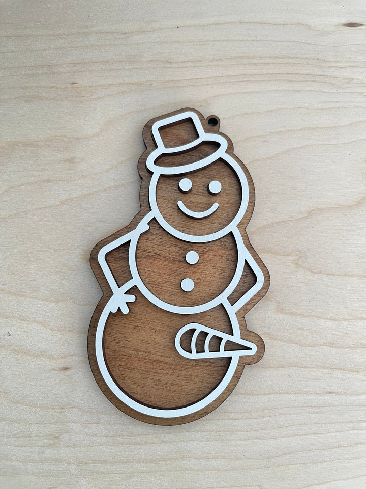 Naughty snowman funny Christmas ornament by BubbleHead Ink
