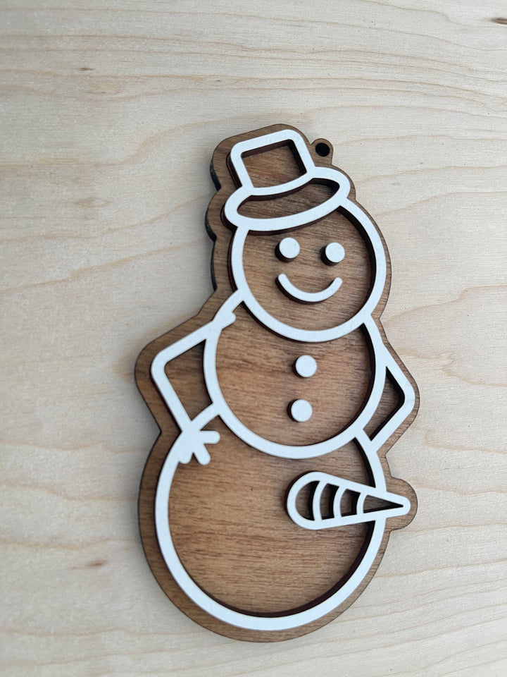 Naughty snowman funny Christmas ornament by BubbleHead Ink