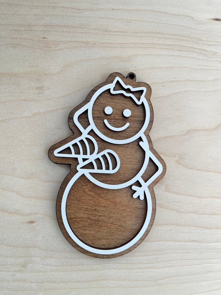 Naughty snowman funny Christmas ornament by BubbleHead Ink