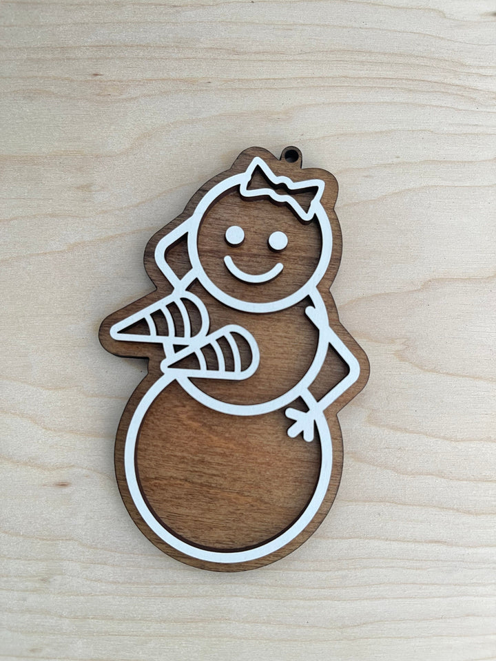 Naughty snowman funny Christmas ornament by BubbleHead Ink