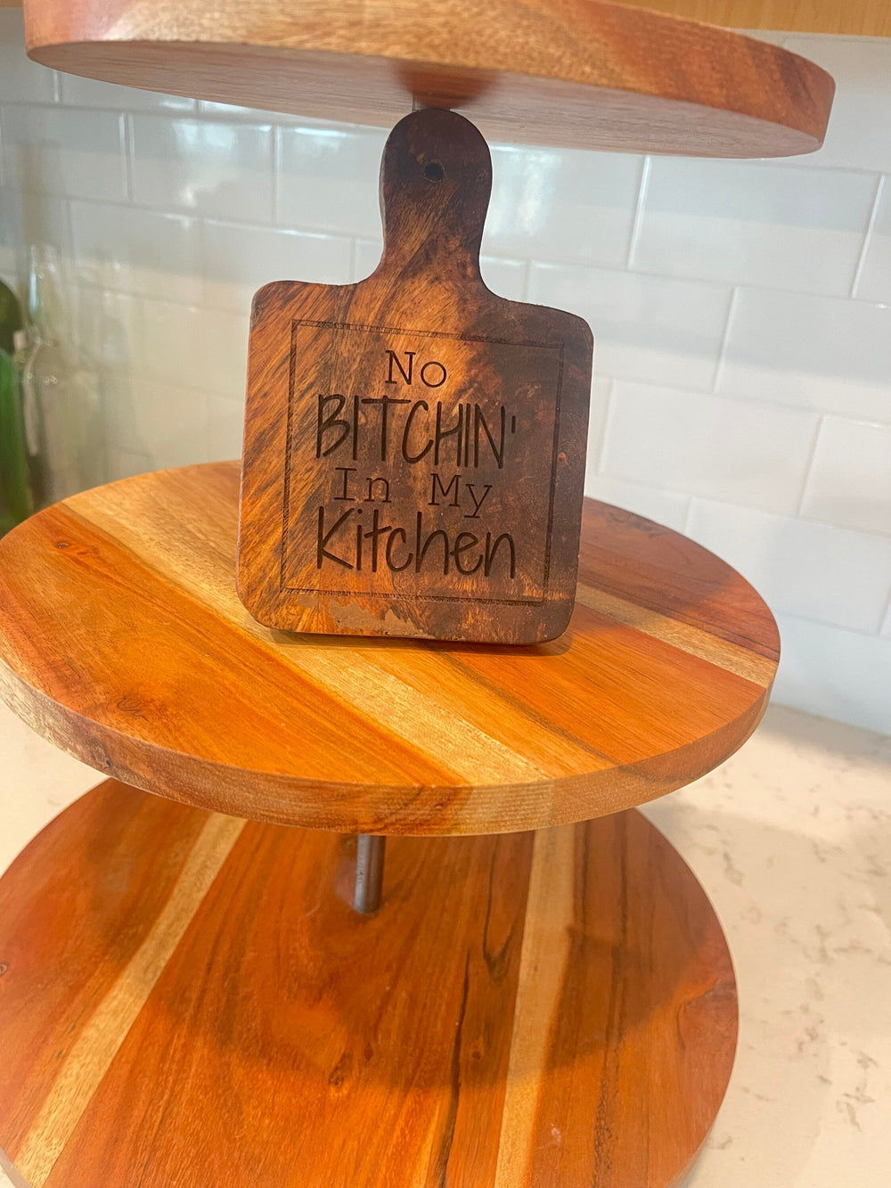 No Bitchen In My Kitchen funny mini cutting board kitchen decor by BubbleHead Ink