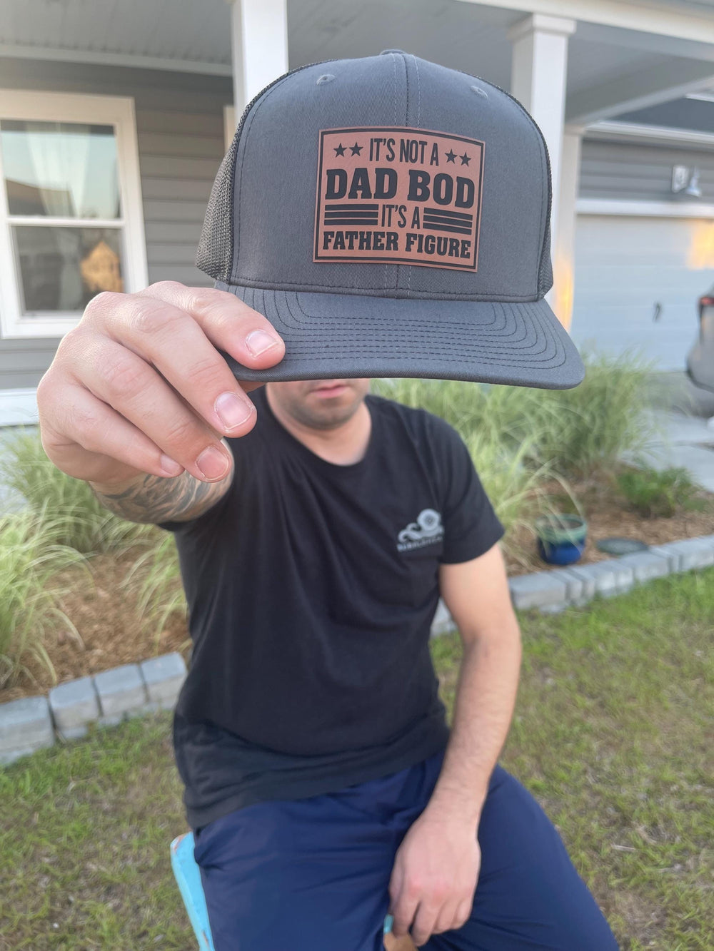 It's Not a Dad Bod It's a Father Figure funny trucker hat by BubbleHead Ink