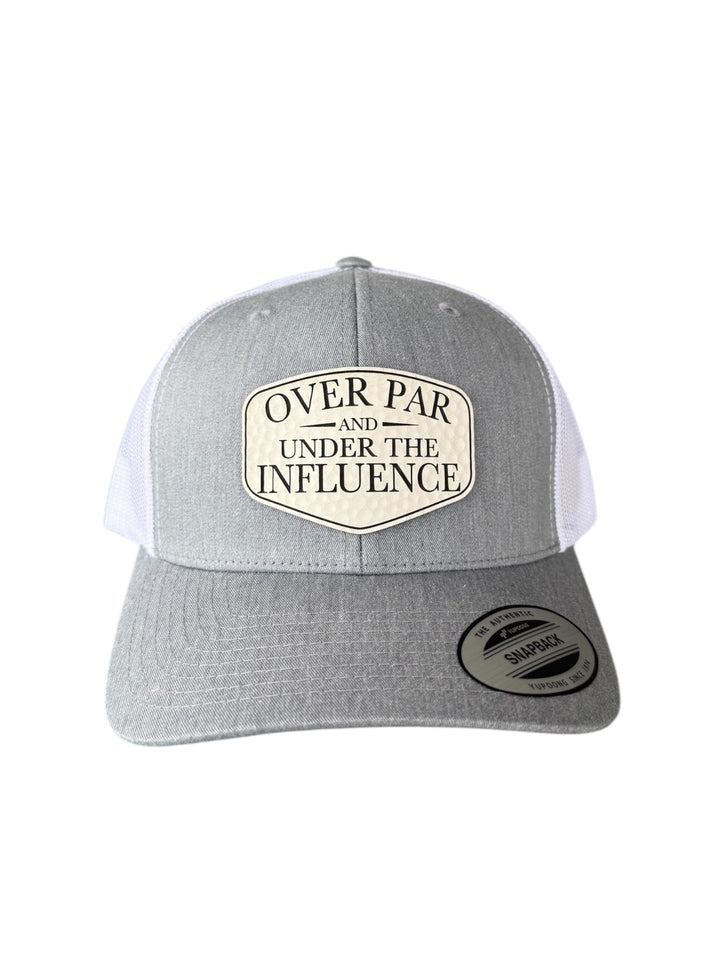 Over Par and Under the Influence funny golf Richardson 112 trucker hat by BubbleHead Ink