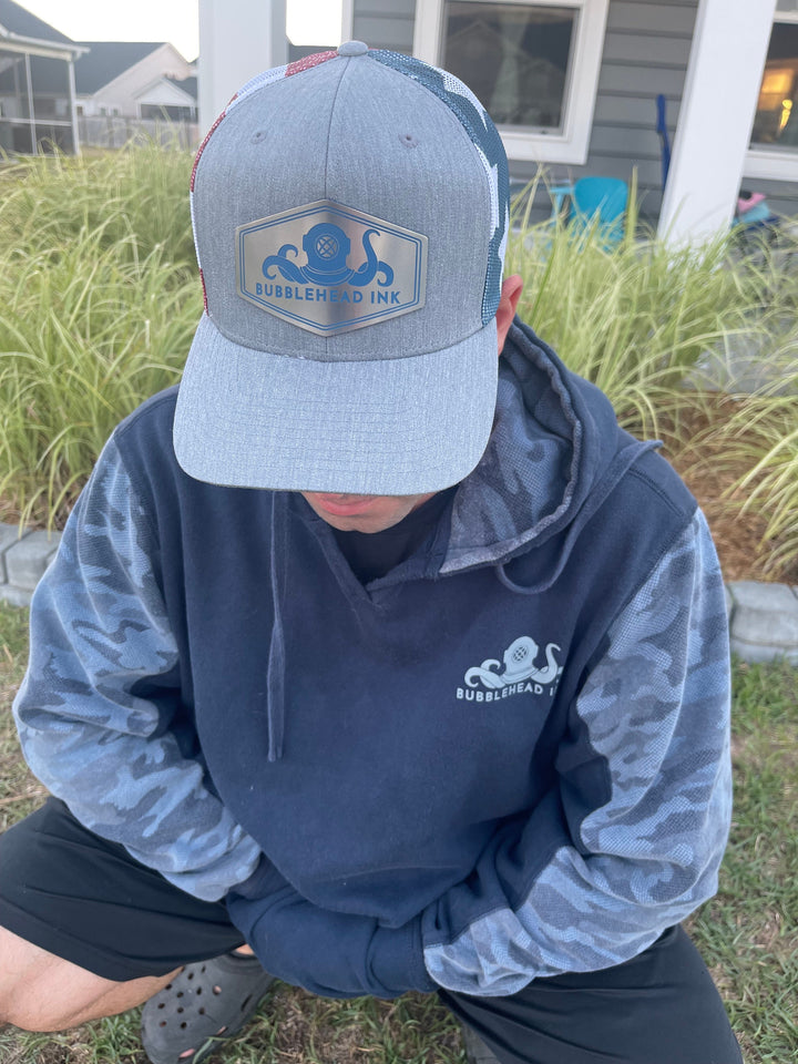 Patriotic US Navy submariner hat with engraved BubbleHead Ink patch