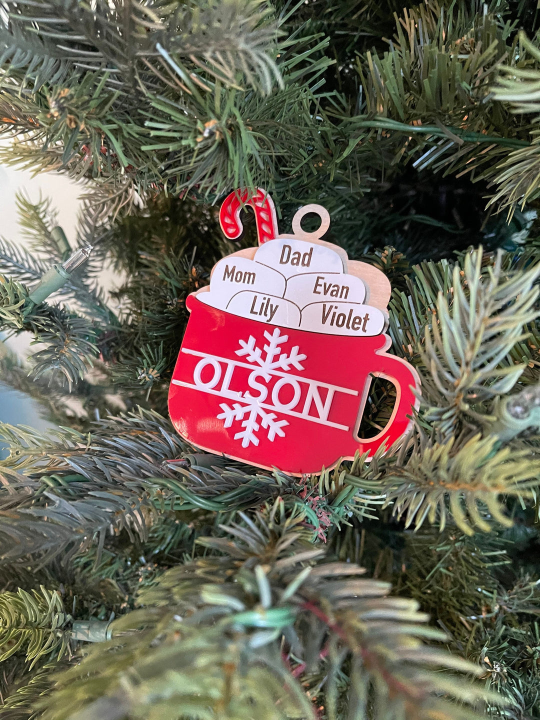 Personalized family Christmas ornament by BubbleHead Ink