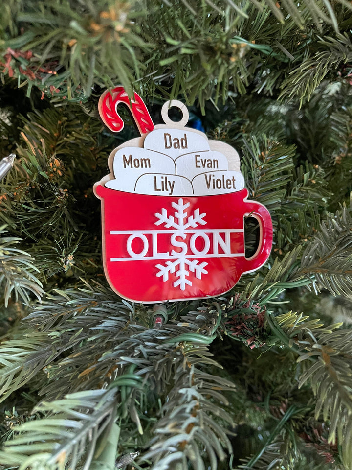 Personalized family Christmas ornament by BubbleHead Ink