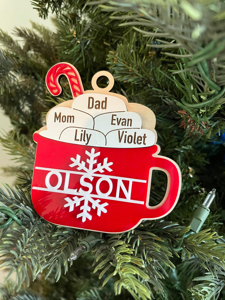 Personalized family Christmas ornament by BubbleHead Ink