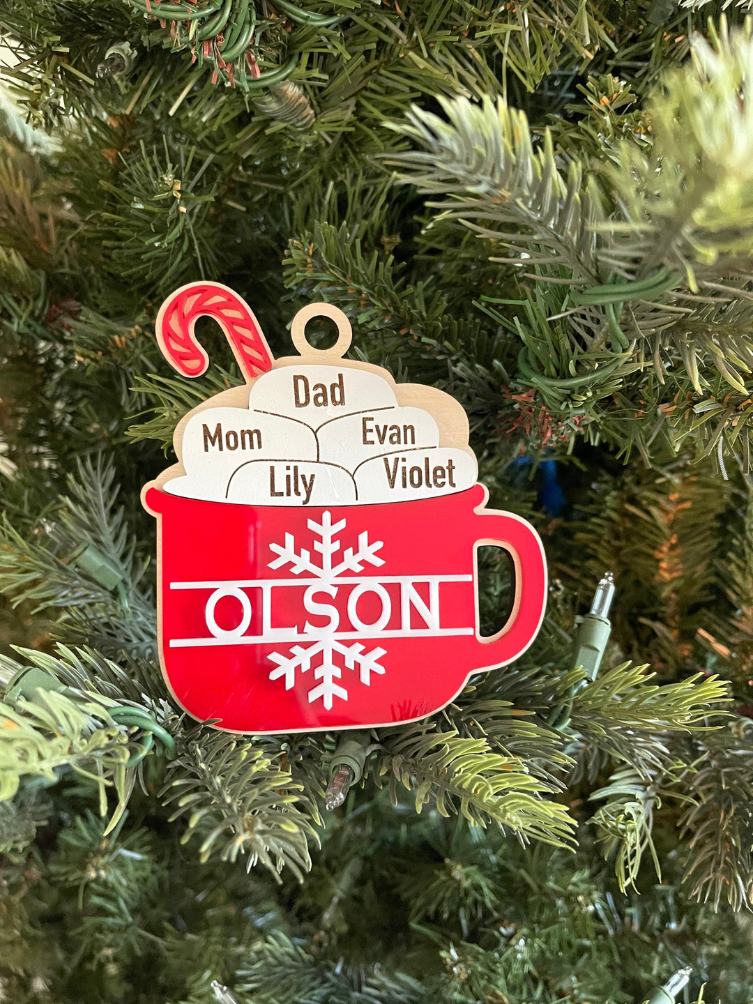 Personalized family Christmas ornament by BubbleHead Ink