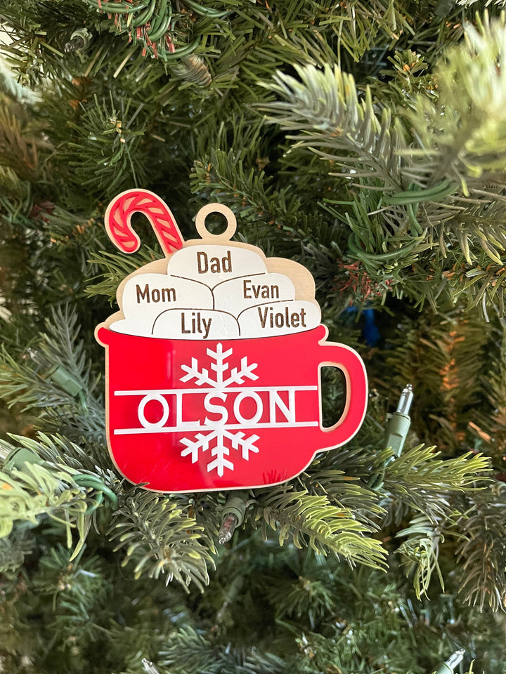 Personalized family Christmas ornament by BubbleHead Ink