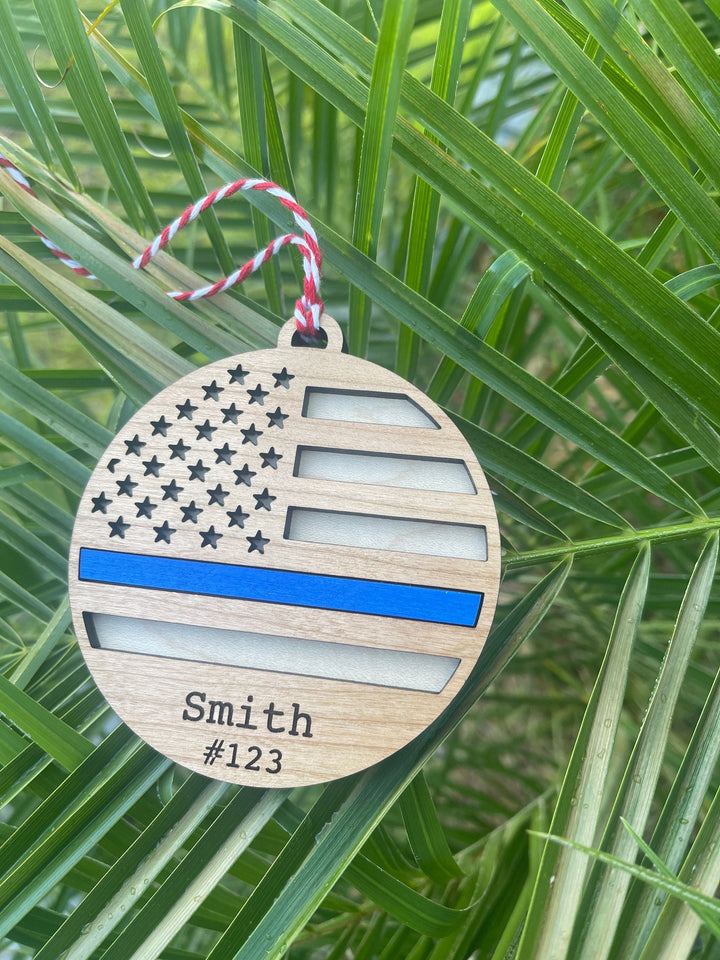 Personalized first responder firefighter, police and EMS Christmas ornament by BubbleHead Ink