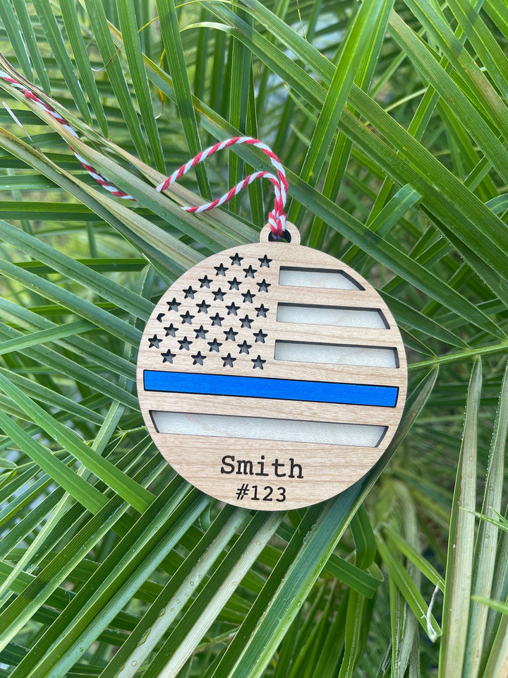 Personalized first responder firefighter, police and EMS Christmas ornament by BubbleHead Ink