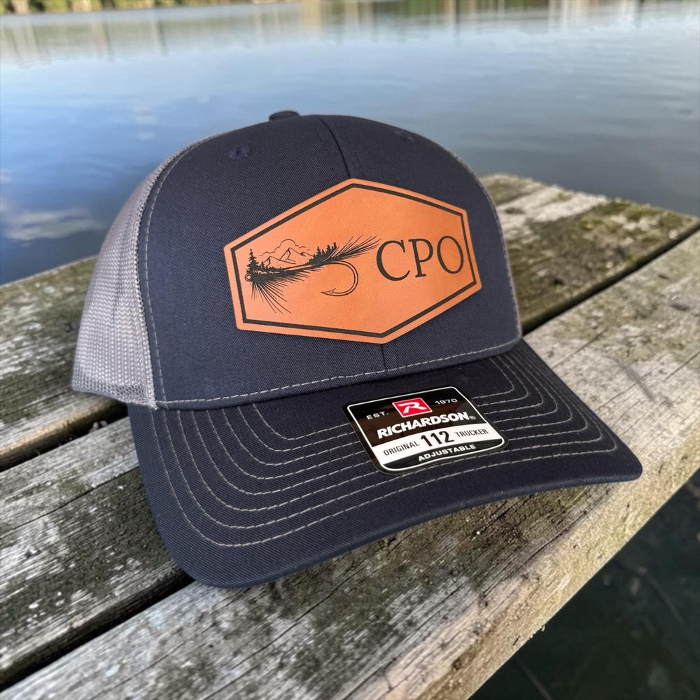 Personalized fly fishing trucker hat by BubbleHead Ink