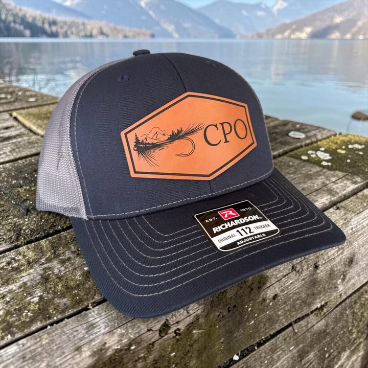 Personalized fly fishing trucker hat by BubbleHead Ink
