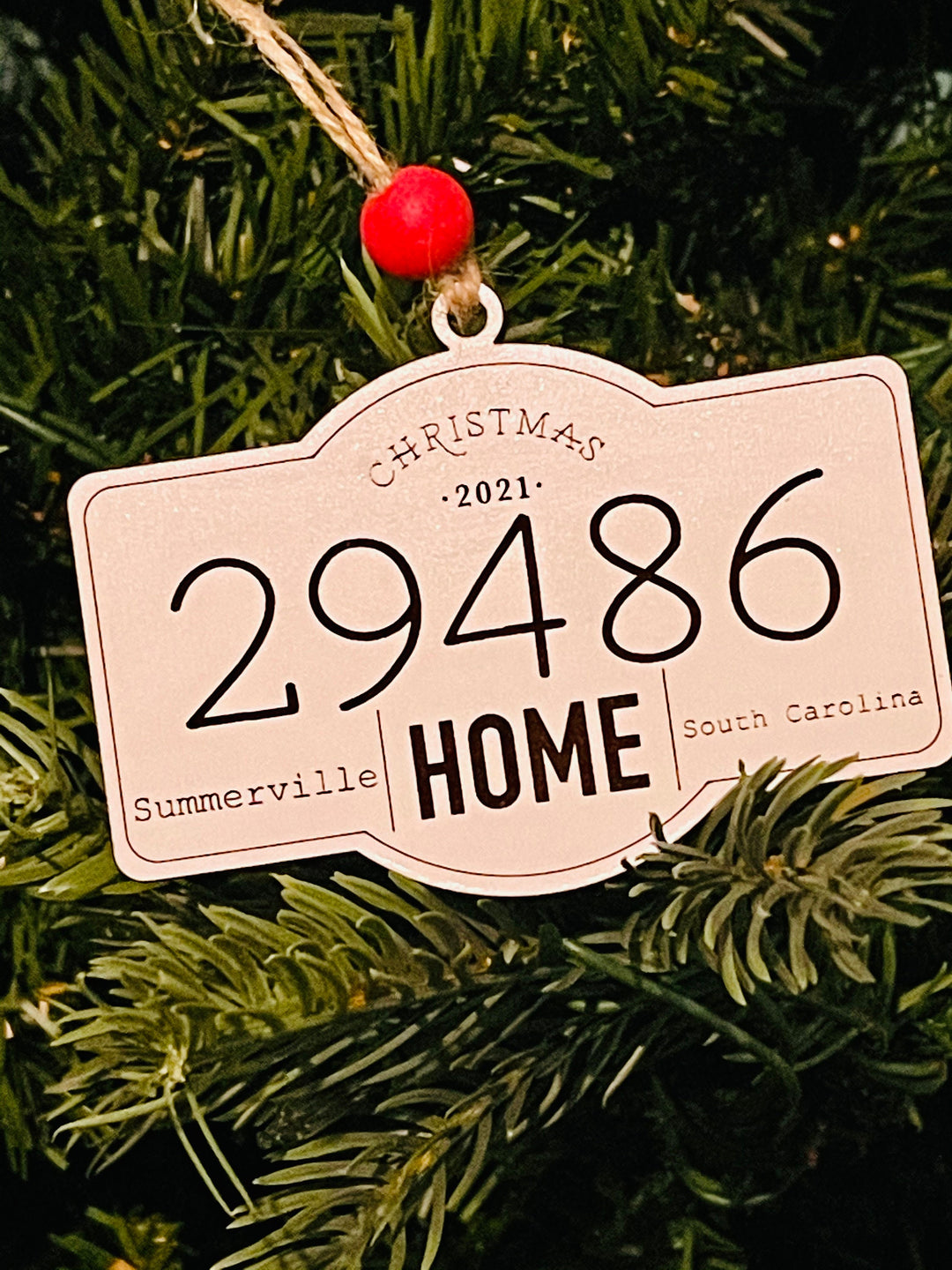 Personalized zip code new home Christmas ornament by BubbleHead Ink
