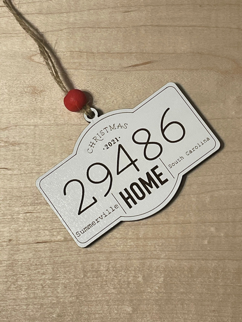 Personalized zip code new home Christmas ornament by BubbleHead Ink