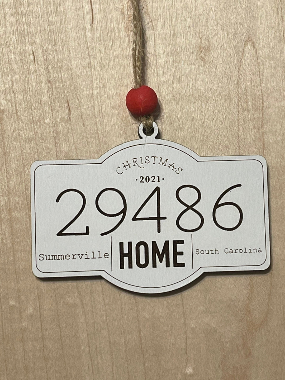 Personalized zip code new home Christmas ornament by BubbleHead Ink