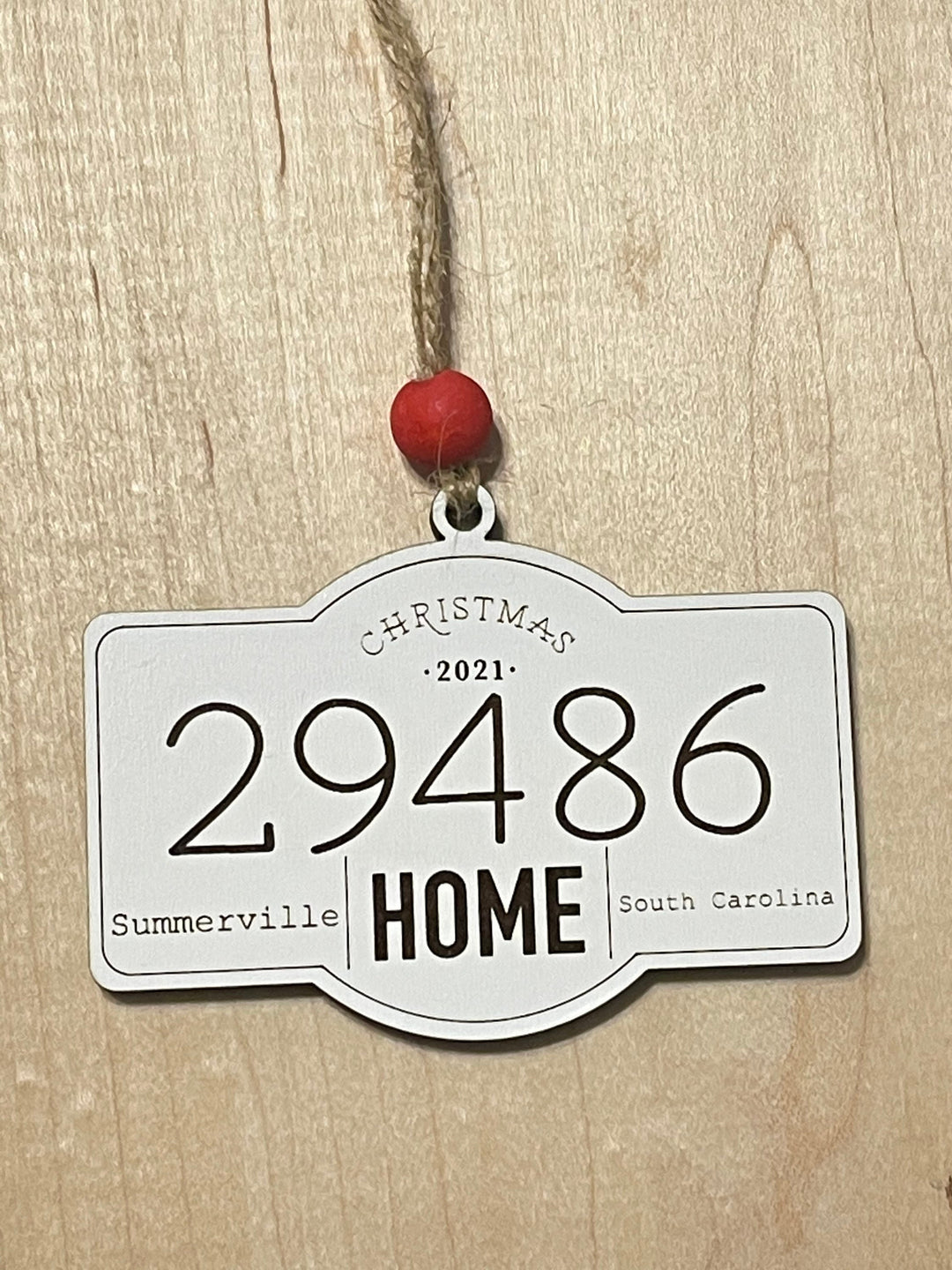 Personalized zip code new home Christmas ornament by BubbleHead Ink
