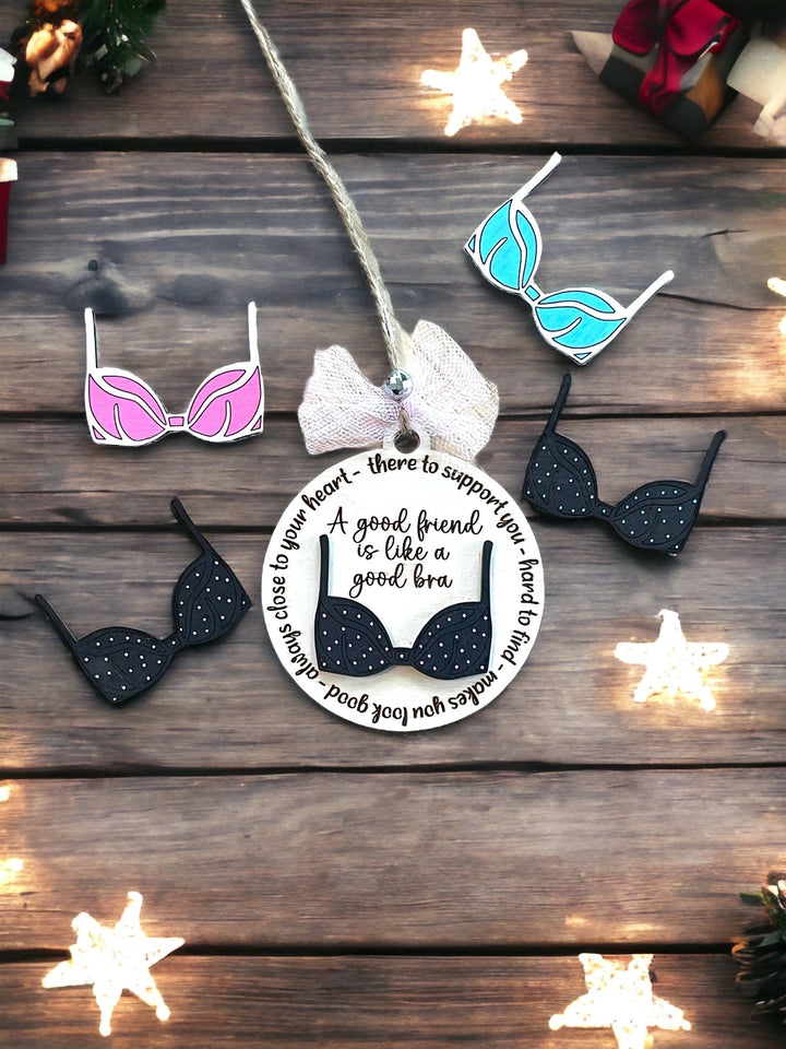 Pink pastel best friend funny Christmas ornament by BubbleHead Ink