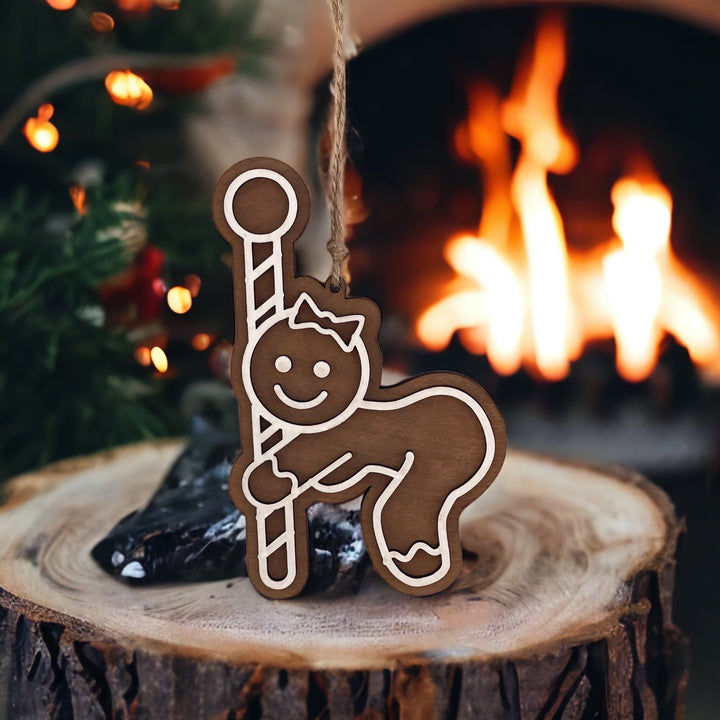 Pole dancer funny Christmas ornament by BubbleHead Ink