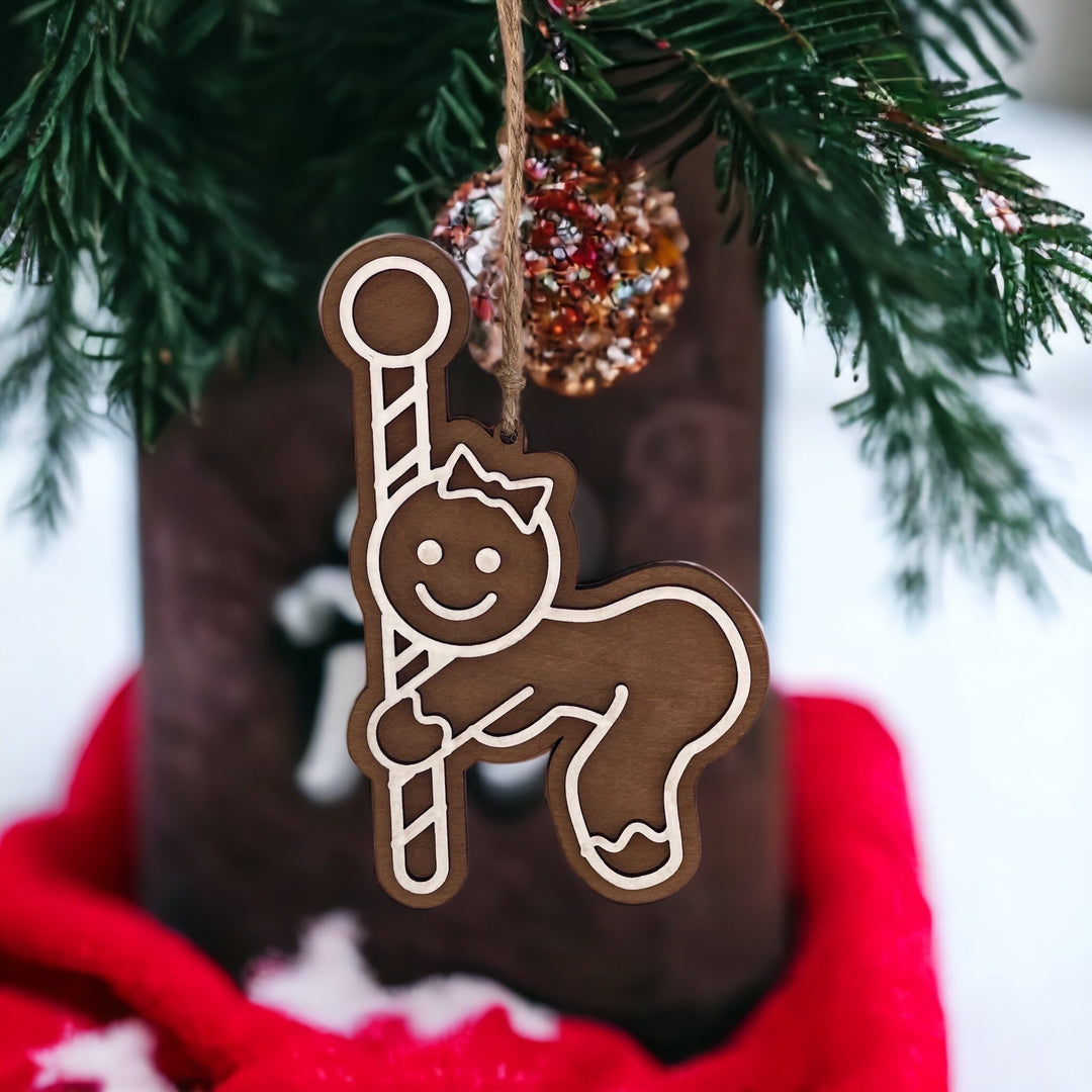 Pole dancer funny Christmas ornament by BubbleHead Ink