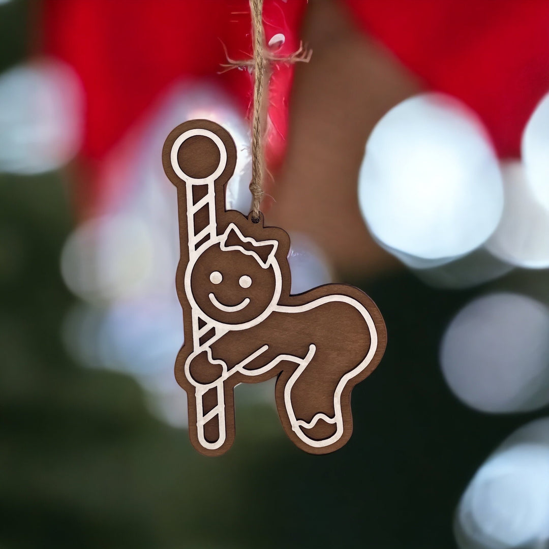 Pole dancer funny Christmas ornament by BubbleHead Ink