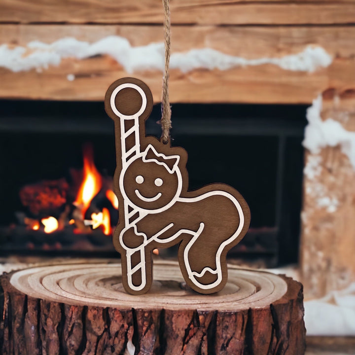 Pole dancer funny Christmas ornament by BubbleHead Ink