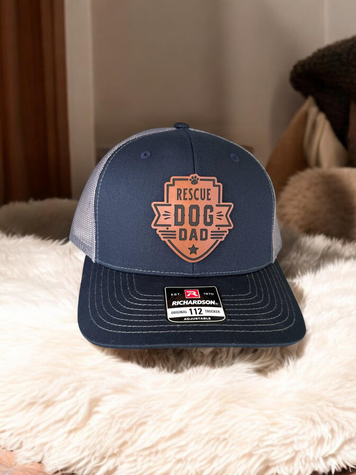 Rescue Dog Dad Richardson 112 trucker hat by BubbleHead Ink