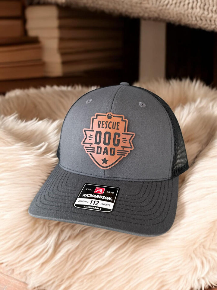 Rescue Dog Dad Richardson 112 trucker hat by BubbleHead Ink