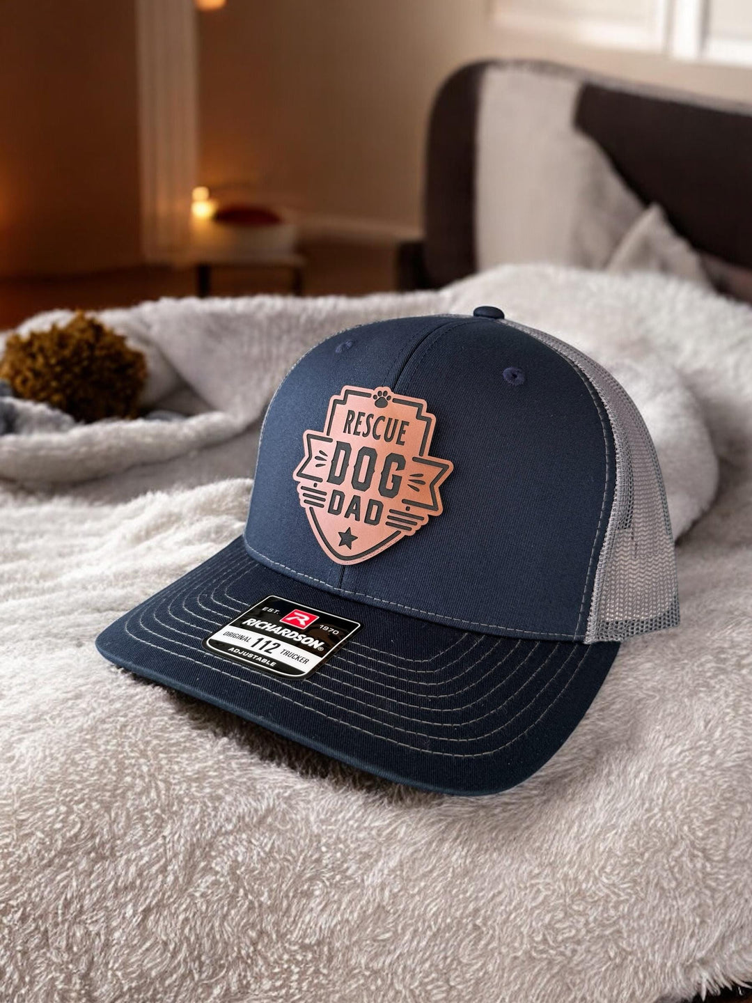 Rescue Dog Dad Richardson 112 trucker hat by BubbleHead Ink