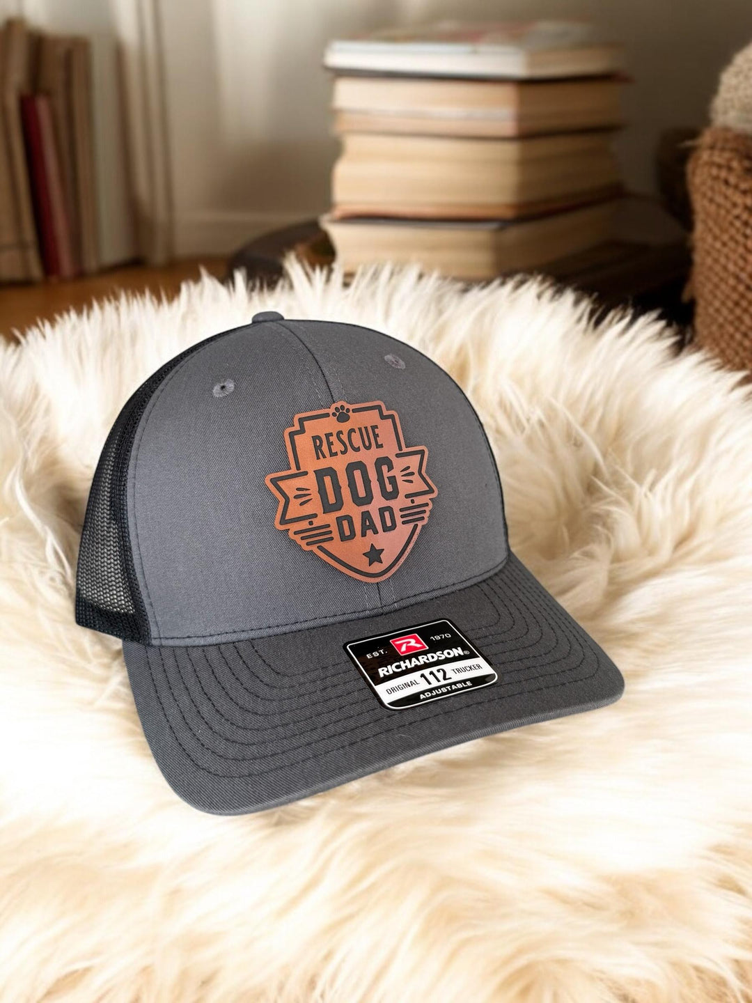 Rescue Dog Dad Richardson 112 trucker hat by BubbleHead Ink