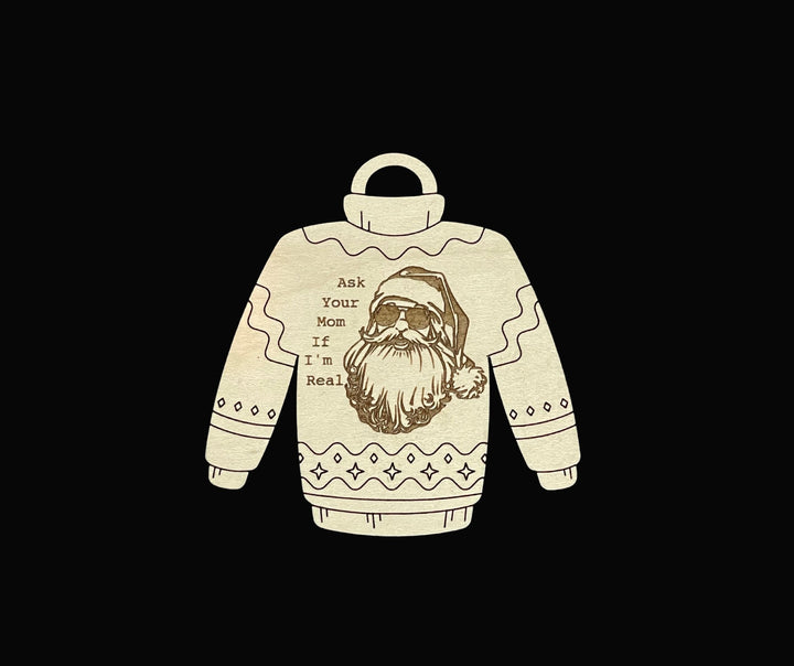 Funny Santa sweatshirt ugly Christmas sweater ornament by BubbleHead Ink