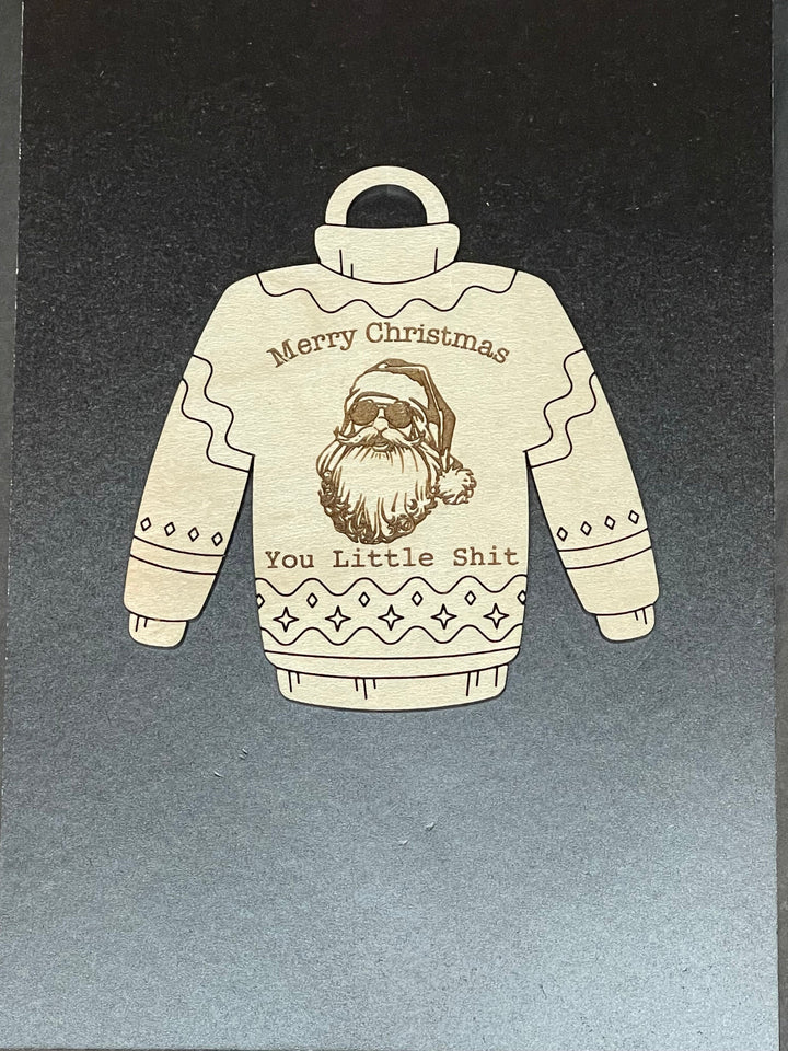 Funny Santa sweatshirt ugly Christmas sweater ornament by BubbleHead Ink