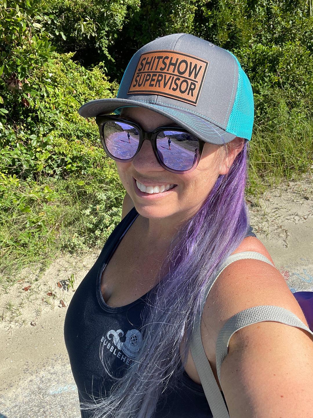 Shitshow Supervisor funny trucker hat in blue by BubbleHead Ink