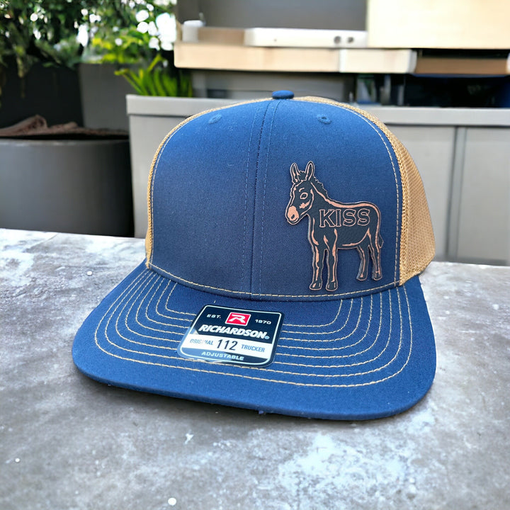 Smart Ass funny donkey leatherette patch trucker hat by BubbleHead Ink