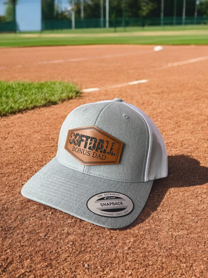 Softball bonus dad trucker hat by BubbleHead Ink