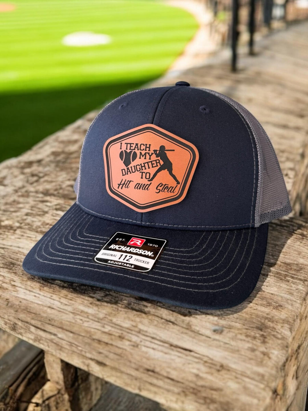 I Teach My Daughter How To Hit and Steal funny softball dad hat by BubbleHead Ink