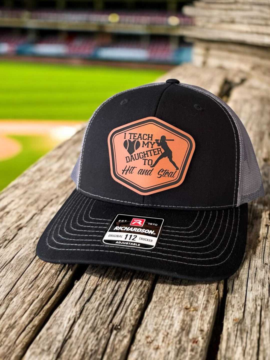 I Teach My Daughter How To Hit and Steal funny softball dad hat by BubbleHead Ink