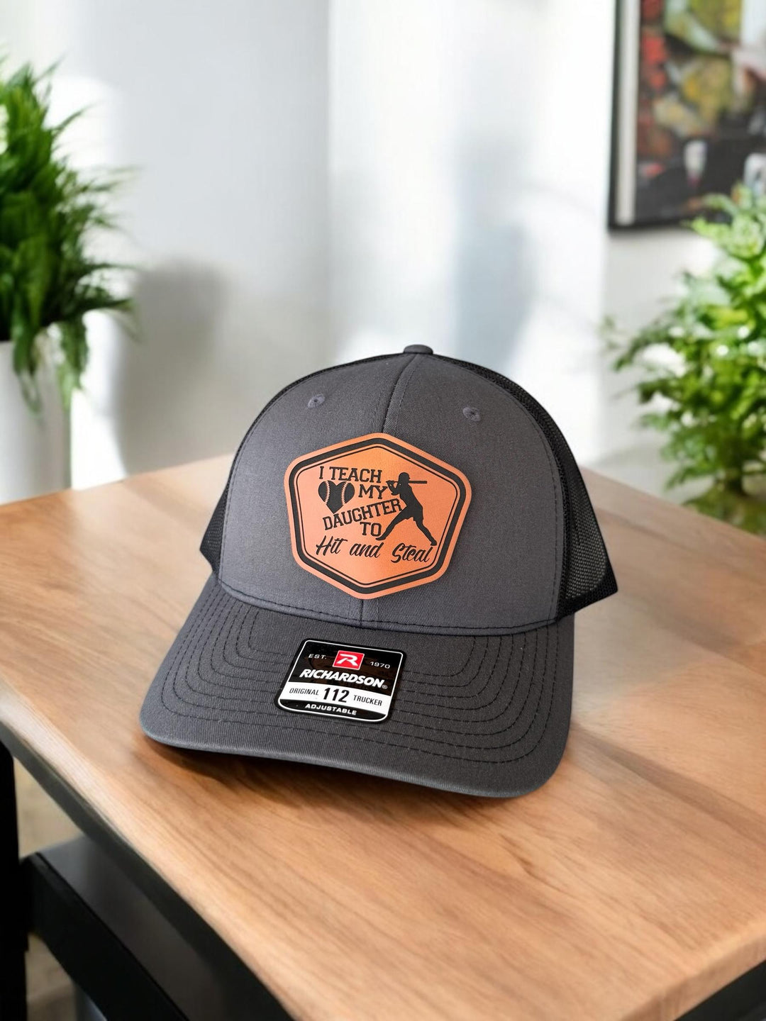 I Teach My Daughter How To Hit and Steal funny softball dad hat by BubbleHead Ink