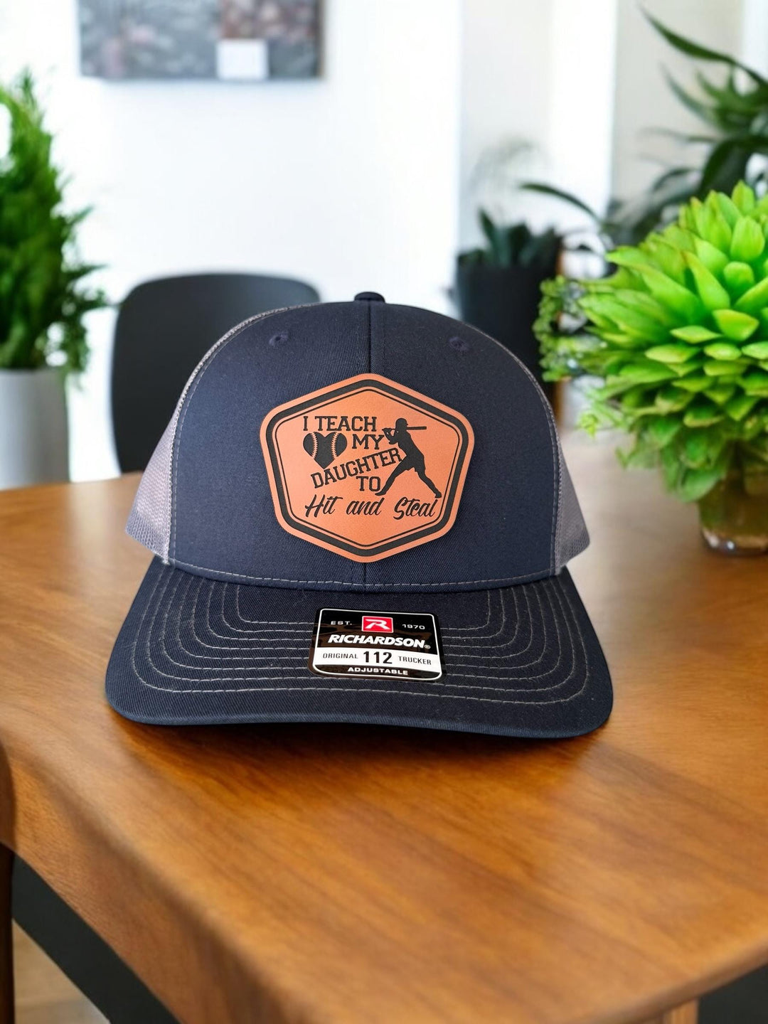 I Teach My Daughter How To Hit and Steal funny softball dad hat by BubbleHead Ink